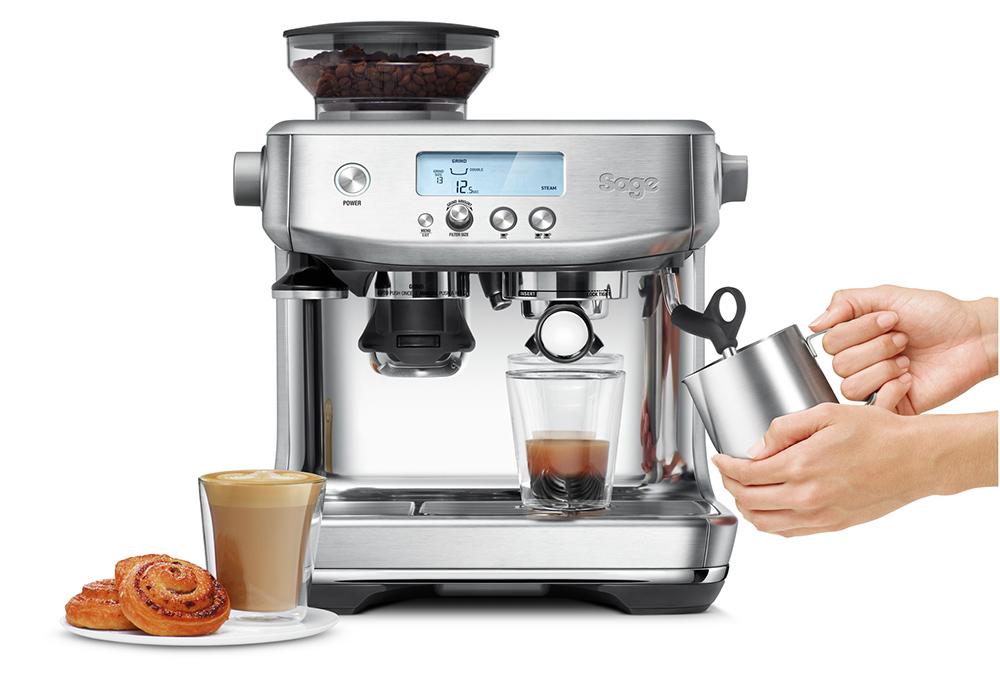 Close-up of built-in conical burr grinder on the Sage Barista Pro