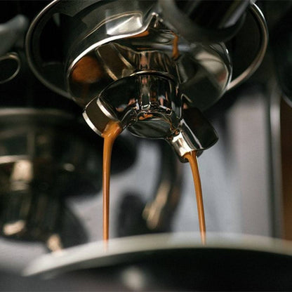 Close-up of the touch screen display with pre-programmed café drinks.